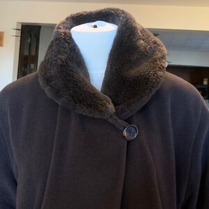 CHOCOLATE BROWN LOUIS DELL’OLIO MAXIMILLIAN BLOOMINGDALES COAT SHEARLING COLLAR